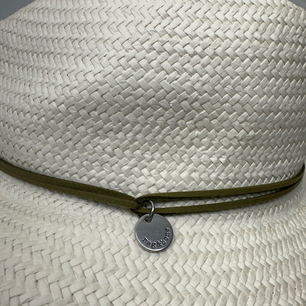 rag & bone White Straw Fedora with Brown Band - Picture 9 of 9